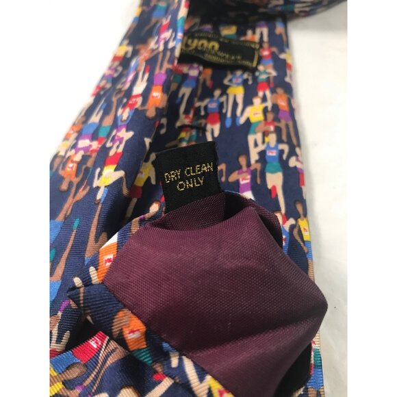 Marathon Runners by Alynn Neckwear Silk Navy Blue Necktie - Picture 4 of 6